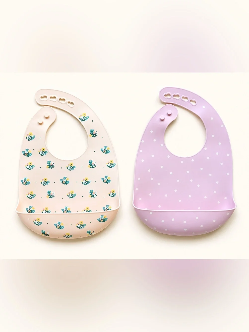 cloud island Floral Print & Lavender Silicone Bibs